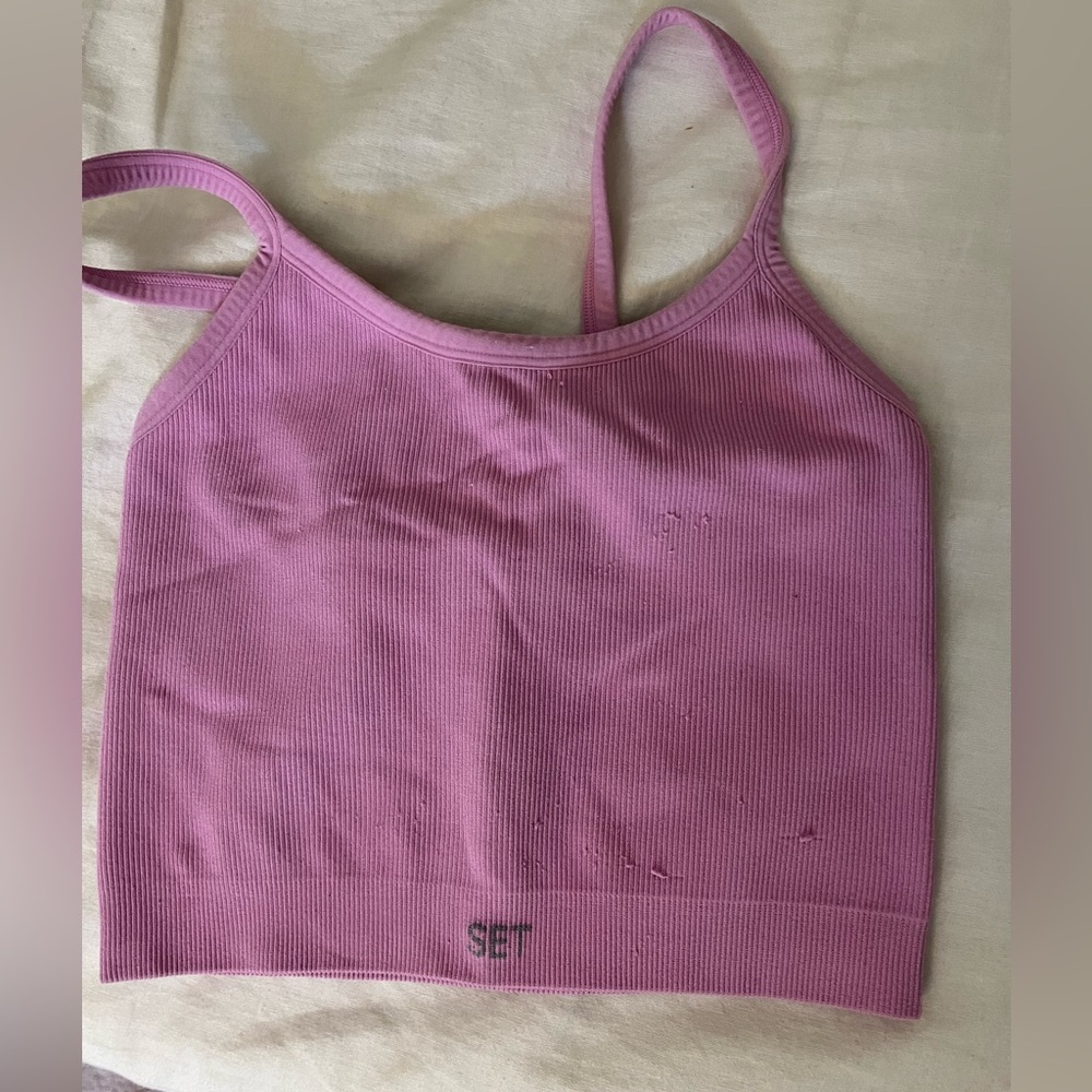 Set Active Pink Cropped Active Top